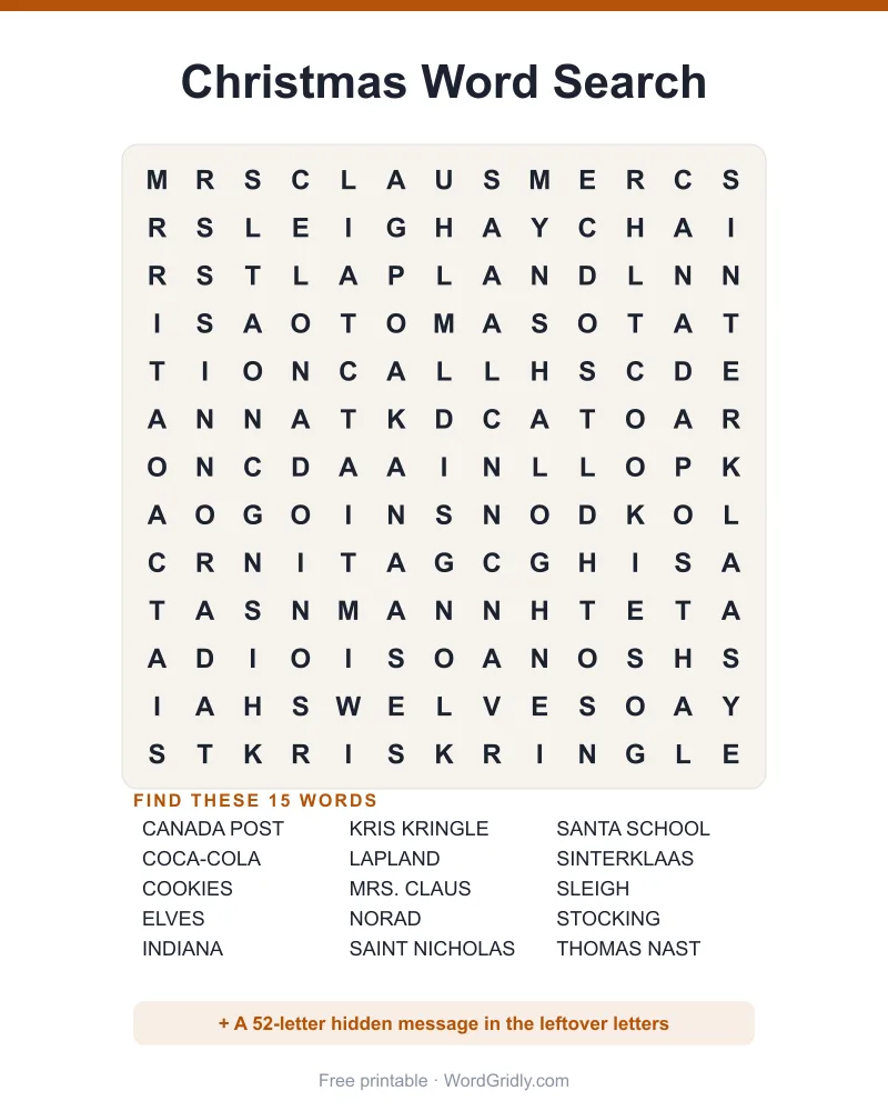 Christmas Word Search Puzzles