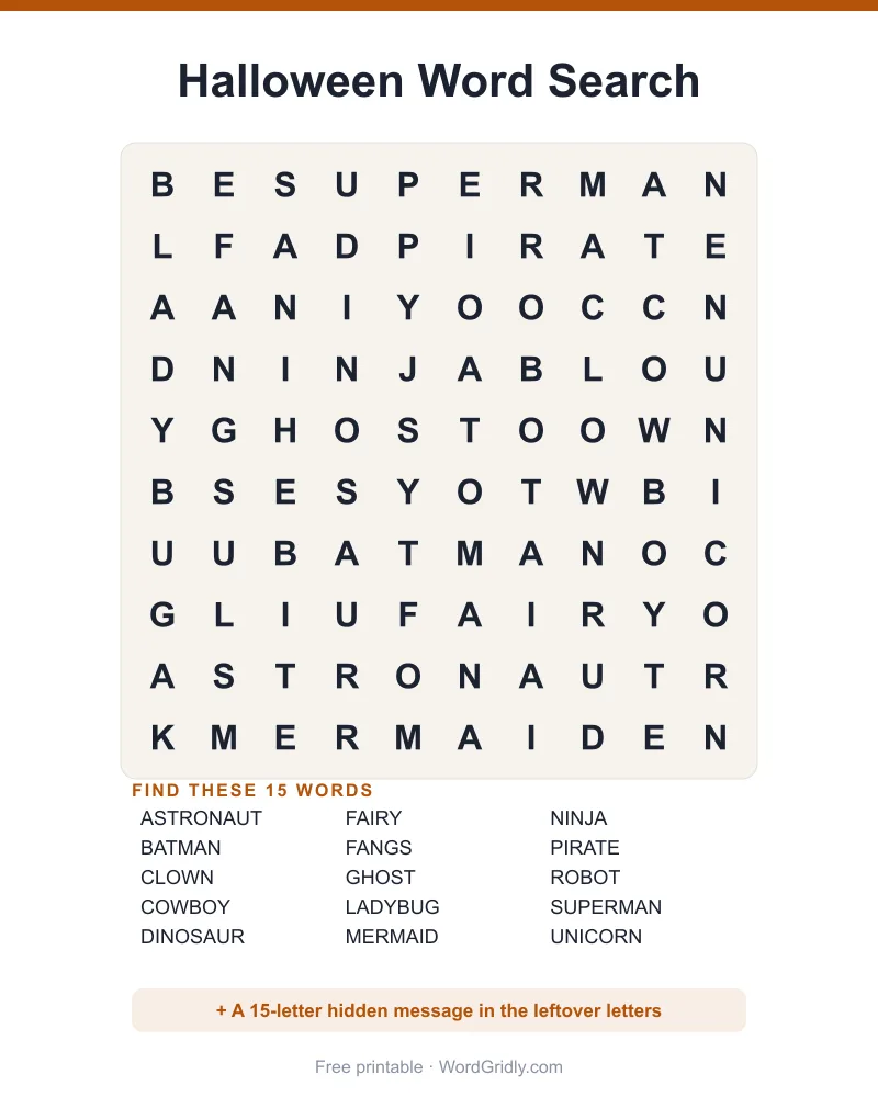 Halloween Word Search Puzzles